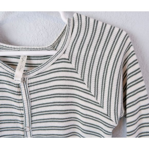 Rylee + Cru Green Striped Ribbed Unisex Pajama, 18-24 months - Picture 4 of 8